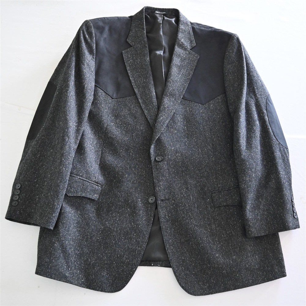 NEW Red Sky‎ 48L Black Tweed Western Yoke Mens Blazer Sport Coat Suit Jacket